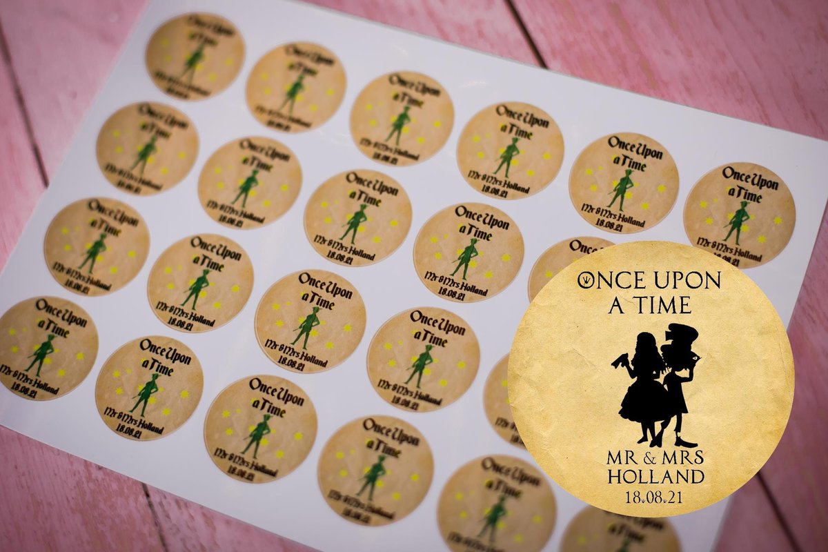 Alice in Wonderland 100 x Stickers Self adhesive Personalised Personalized Custom Labels Stickers Jars, Candles, Craft, Wedding Alice Black