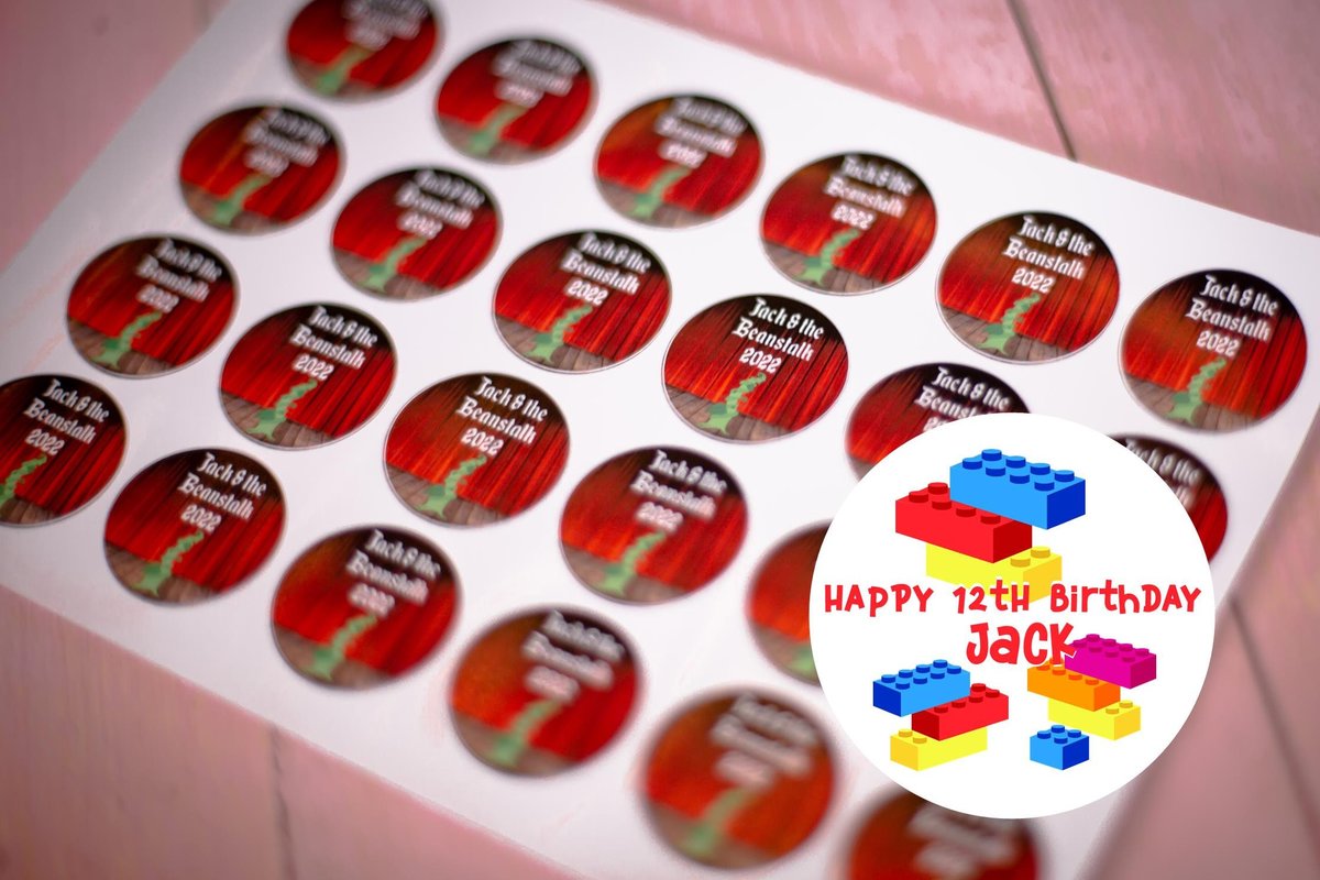 Building Block Birthday Stickers 100 x Stickers Self adhesive Personalised Personalized Custom Labels Stickers Jars Party Bags Fun Stickers
