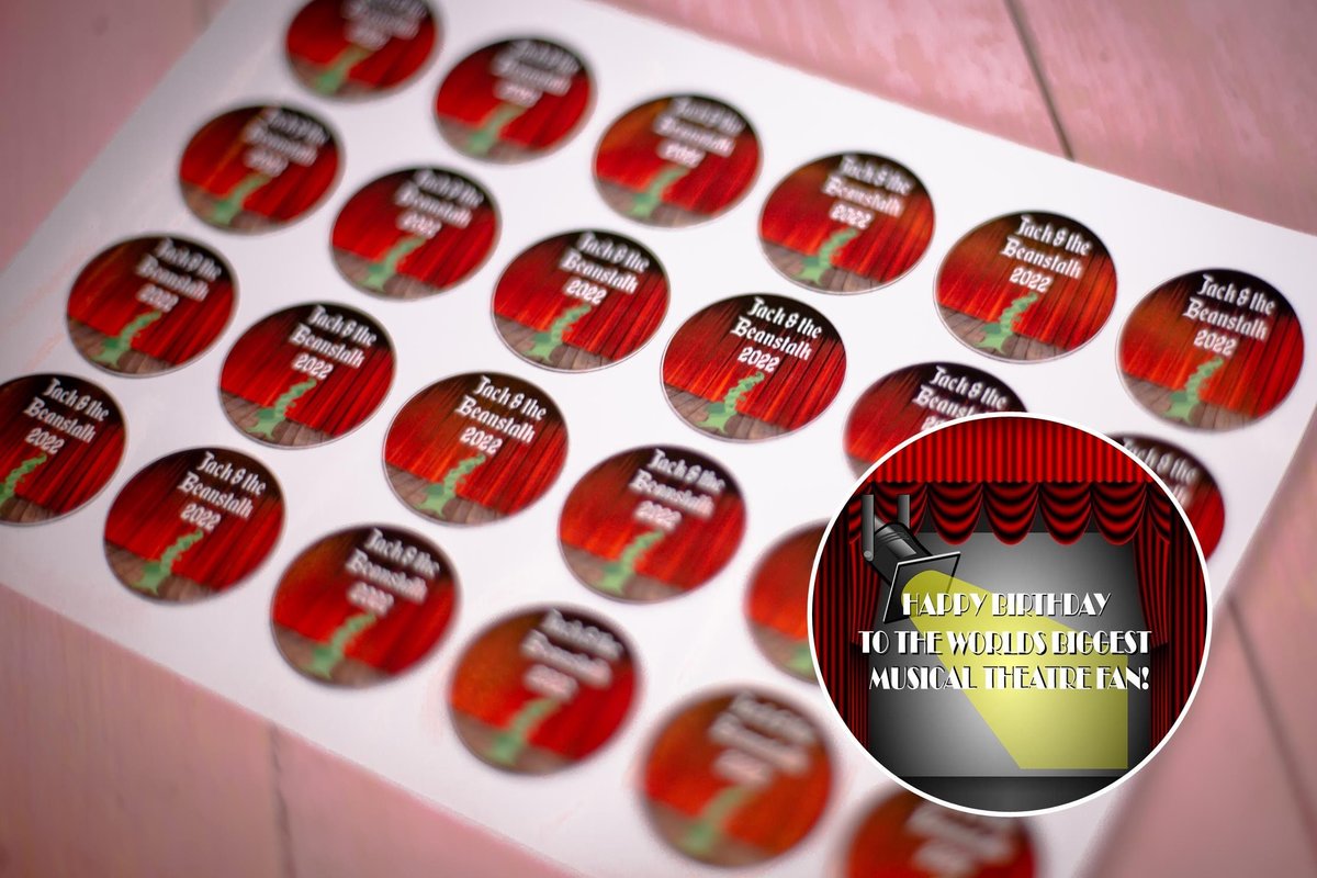 Theatre Performer Birthday Stickers 100 x Stickers Self adhesive Personalised Personalized Custom Labels Stickers Jars Party Bags Stickers