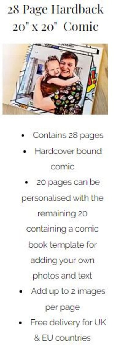 28 Page Hardback 20" x 20" Comic Book Superhero Custom Personalised Personalized Comic Anniversary Wedding Gift Present Comic Con Christmas