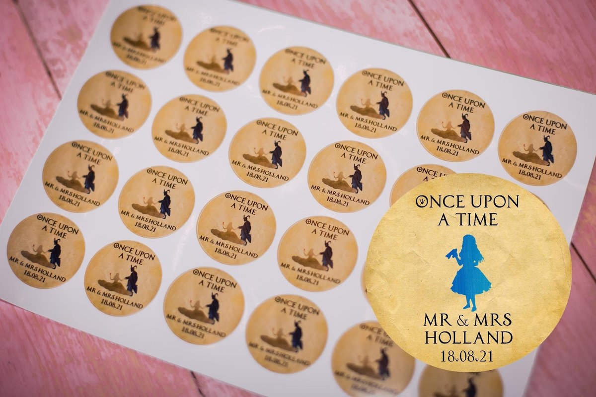 Alice in Wonderland Alice 100 x Stickers Self adhesive Personalised Personalized Custom Labels Stickers Jars, Candles, Craft, Wedding, Logo