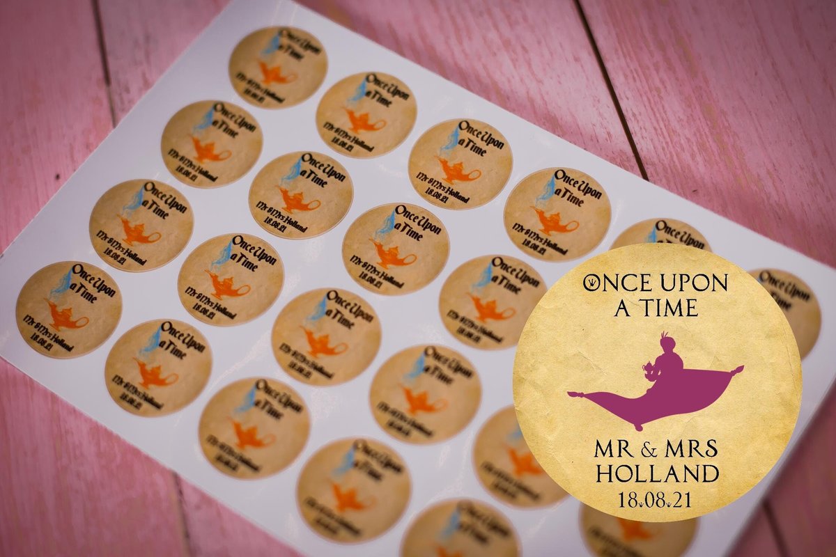 Aladdin Carpet 100 x Stickers Self adhesive Personalised Personalized Custom Labels Stickers Jars, Candles, Craft, Wedding, Logo