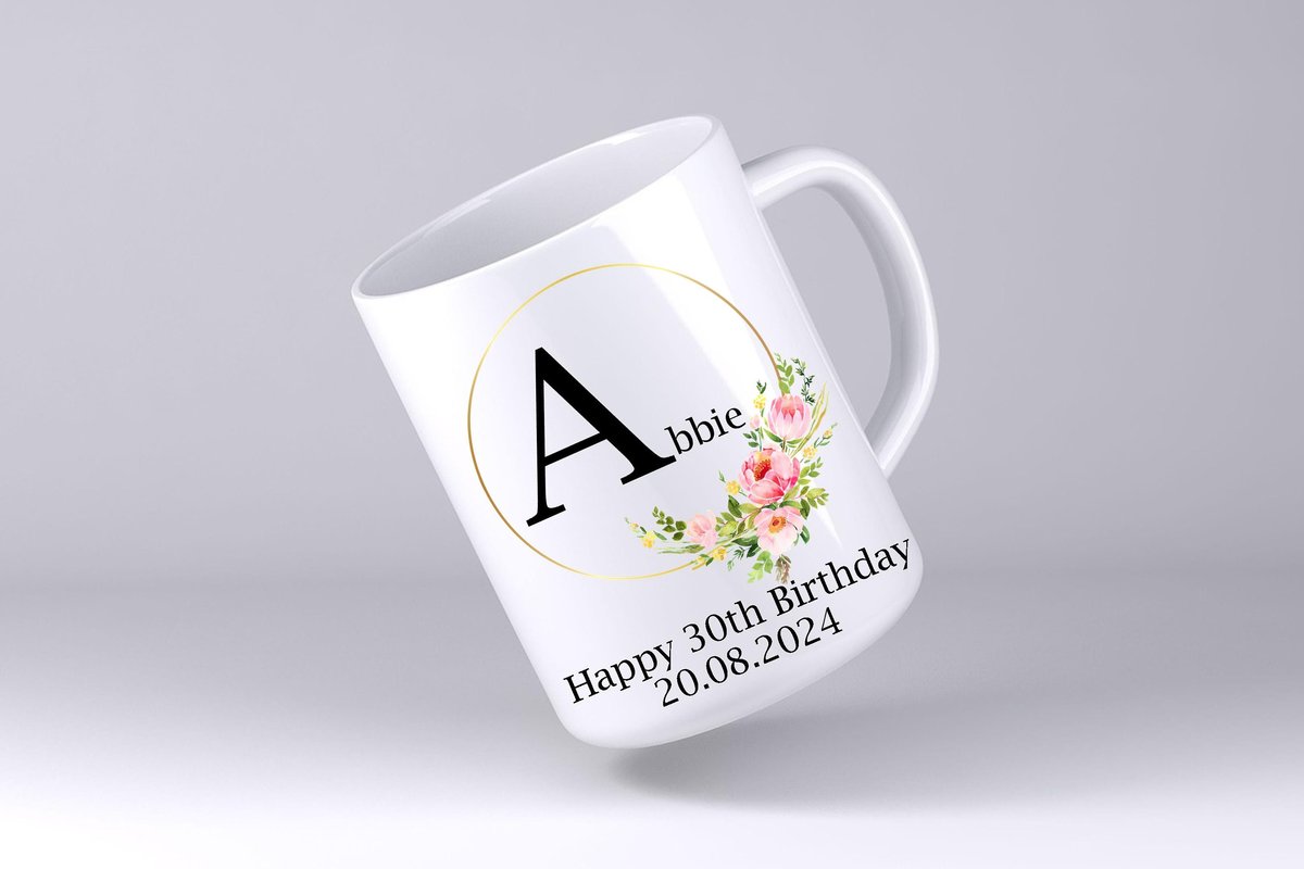Alphabet Letter Mugs Featuring Name and Letter. Personalised Personalized Baby Shower, New Born Baby Girl Gift Present Keep Sake Letters