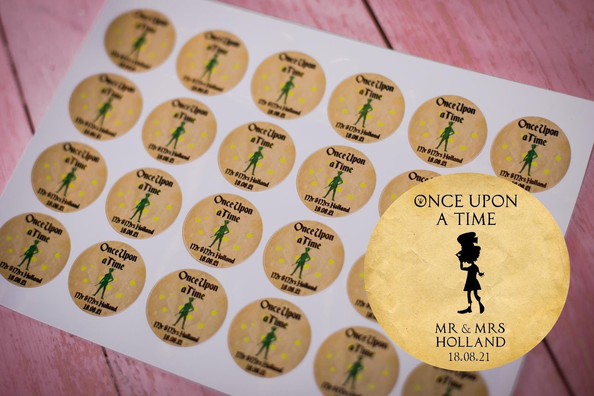 Mad Hatter 100 x Stickers Self adhesive Personalised Personalized Custom Labels Stickers Jars, Candles, Craft, Wedding Wonderland Black