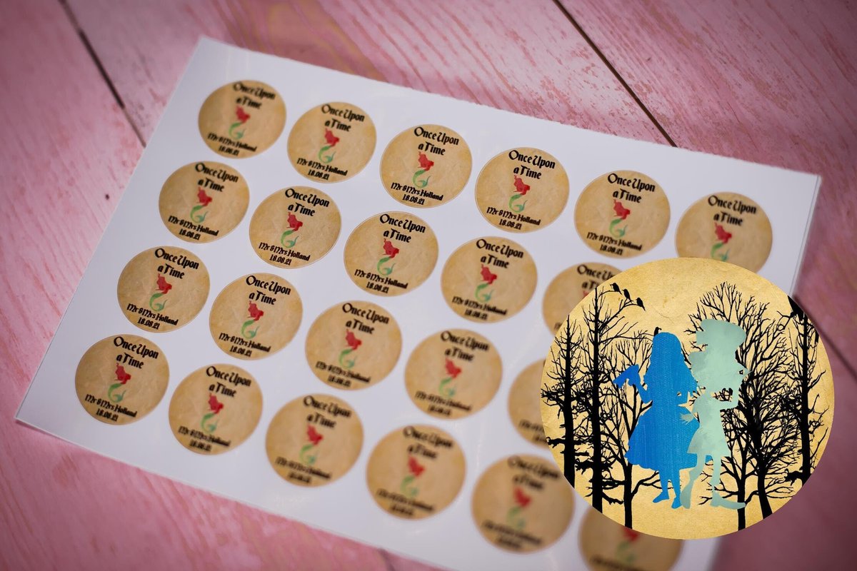 Alice in Wonderland 100 x Stickers Self adhesive Personalised Personalized Custom Labels Stickers Jars, Candles, Craft, Wedding Woodland