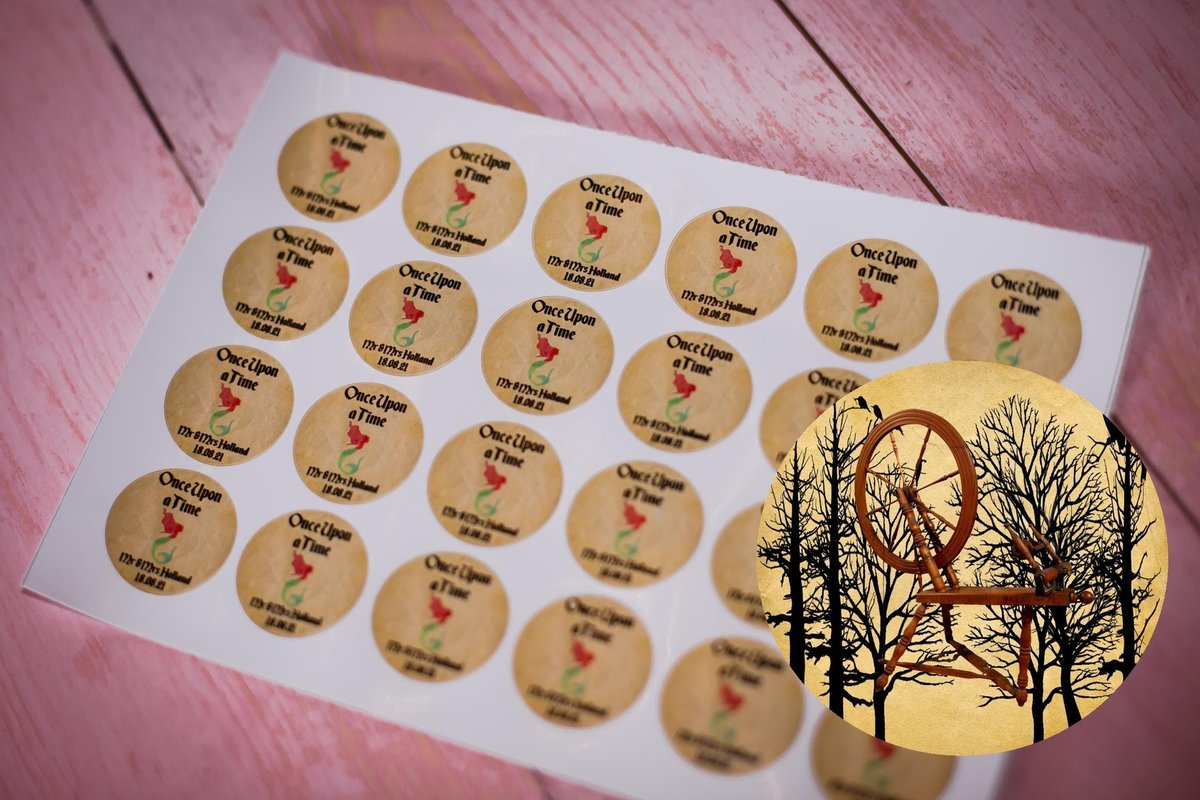 Sleeping Beauty Spinning Wheel Woodland 100 x Stickers Self adhesive Personalised Personalized Custom Labels Stickers Jars, Candles, Craft