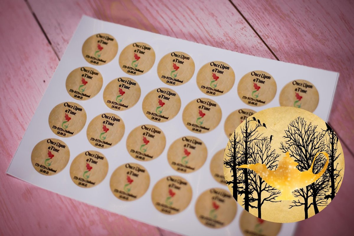 Aladdin Lamp Woodland 100 x Stickers Self adhesive Personalised Personalized Custom Labels Stickers Jars, Candles, Craft, Wedding, Logo,