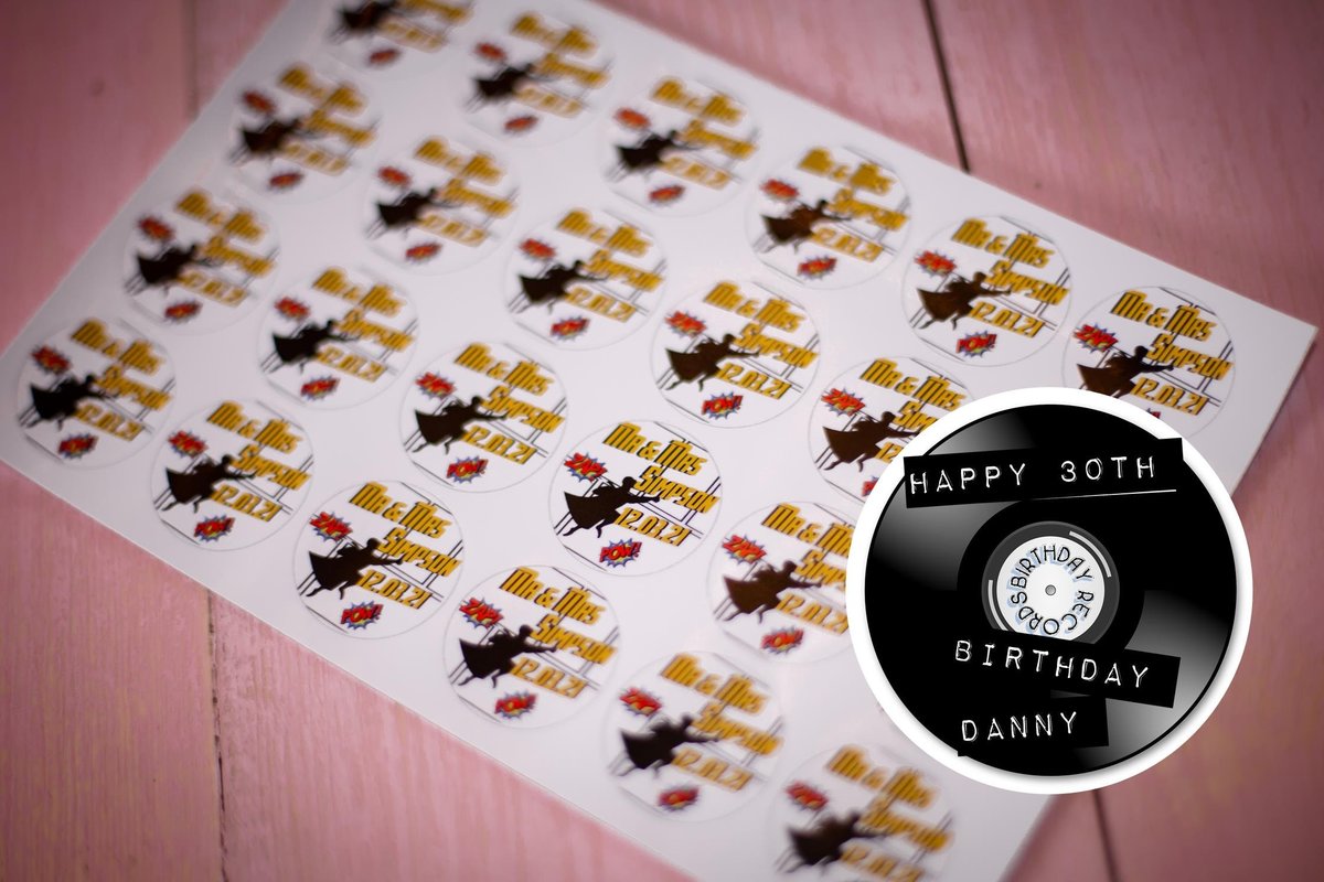 Vinyl Record 100 x Stickers Self adhesive Personalised Personalized Custom Labels Stickers Jars, Candles, Craft, Wedding, Music Party
