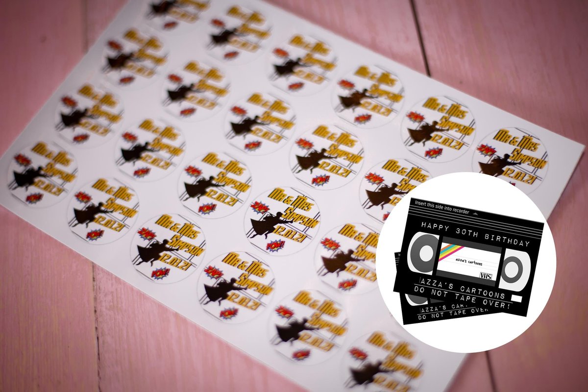 VHS Video Tape 100 x Stickers Self adhesive Personalised Personalized Custom Labels Stickers Jars, Candles, Craft, Wedding, Film Movie Party