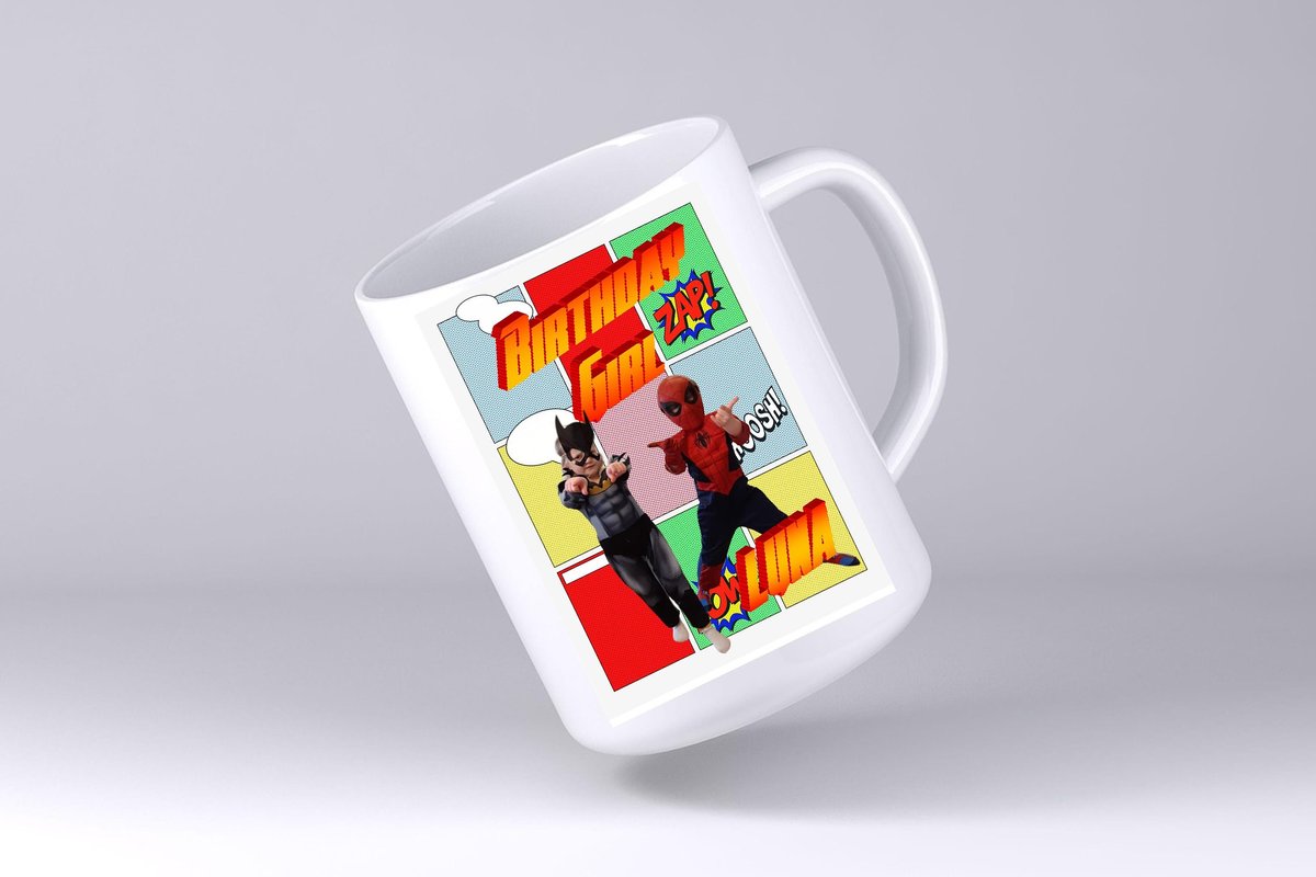 Comic Book Mug Custom Personalised Personalized Superhero Kids Fancy Dress Costumes, Anniversary, Father's Mother's Day, Birthday Gift