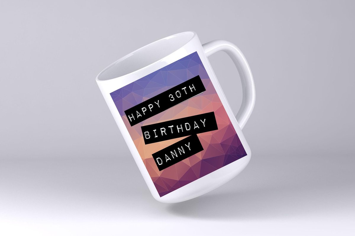 Geometric Purple Blue Birthday Mug Label Writing Personalised Personalized 16th 18th 21st 30th 40th 50th 60th Birthday Present Party Present