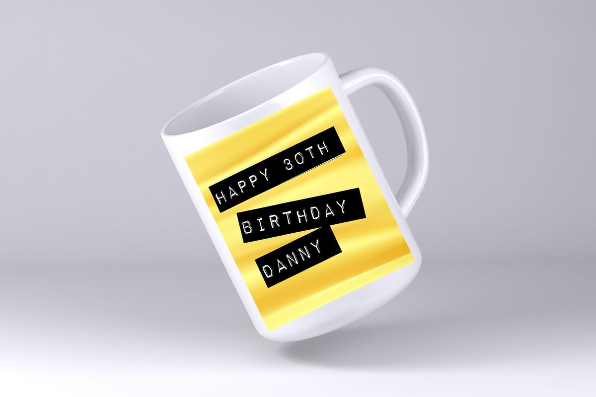Gold Birthday Mug Label Writing Personalised Personalized 16th 18th 21st 30th 40th 50th 60th Birthday Present Party Present