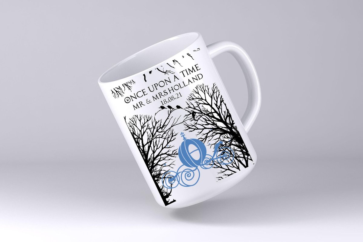 Cinderella Carriage Wedding Mug Custom Personalised Personalized Woodland Name Mother's Day Mum's Kitchen Gift Mug Cup Coffee Tea Silhouette