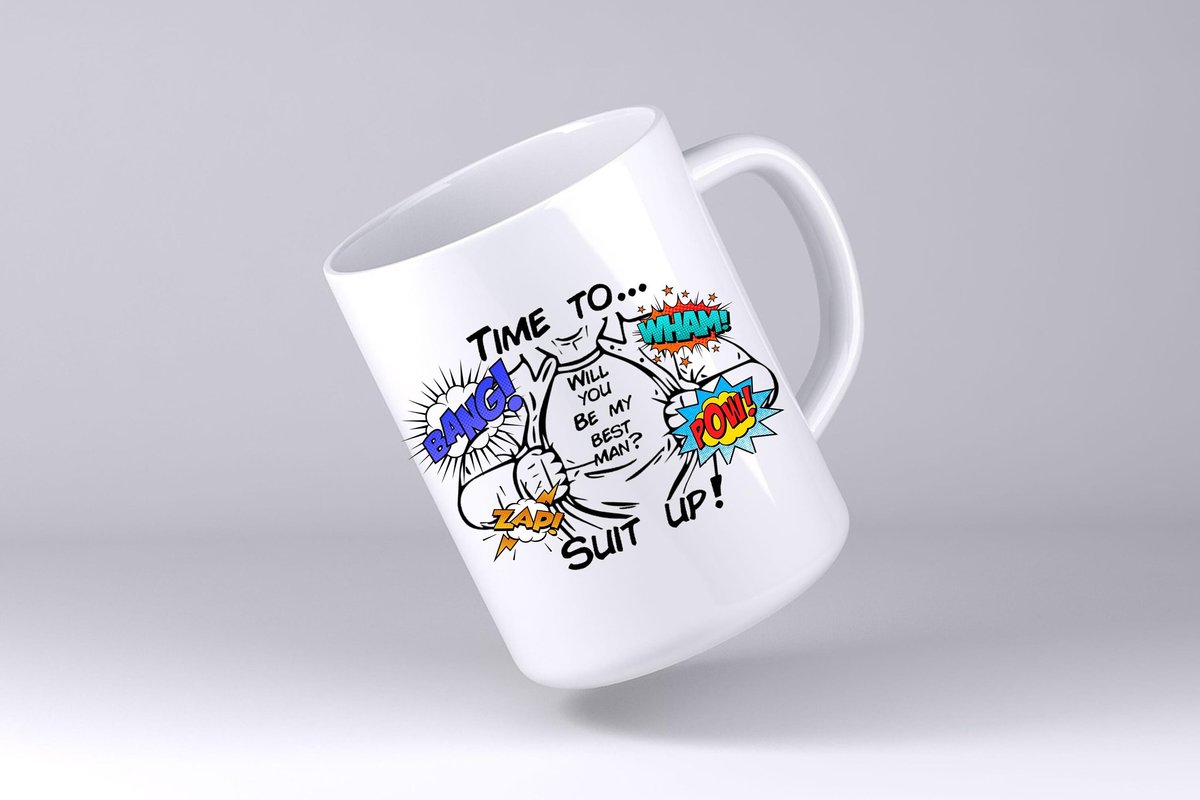 Time To Suit Up Superhero Mug Personalised Personalized Superhero Wedding Couple, Anniversary Best Man, Groom, Groomsman, Bride, Bridesmaid