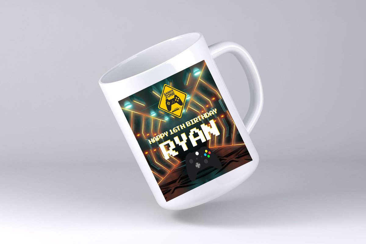 Gaming Gamers Birthday Mug Personalised Personalized Birthday Gift Present Gaming Gamer Coffee Tea Man Cave Gift 13th, 16th, 21st,30th,40th