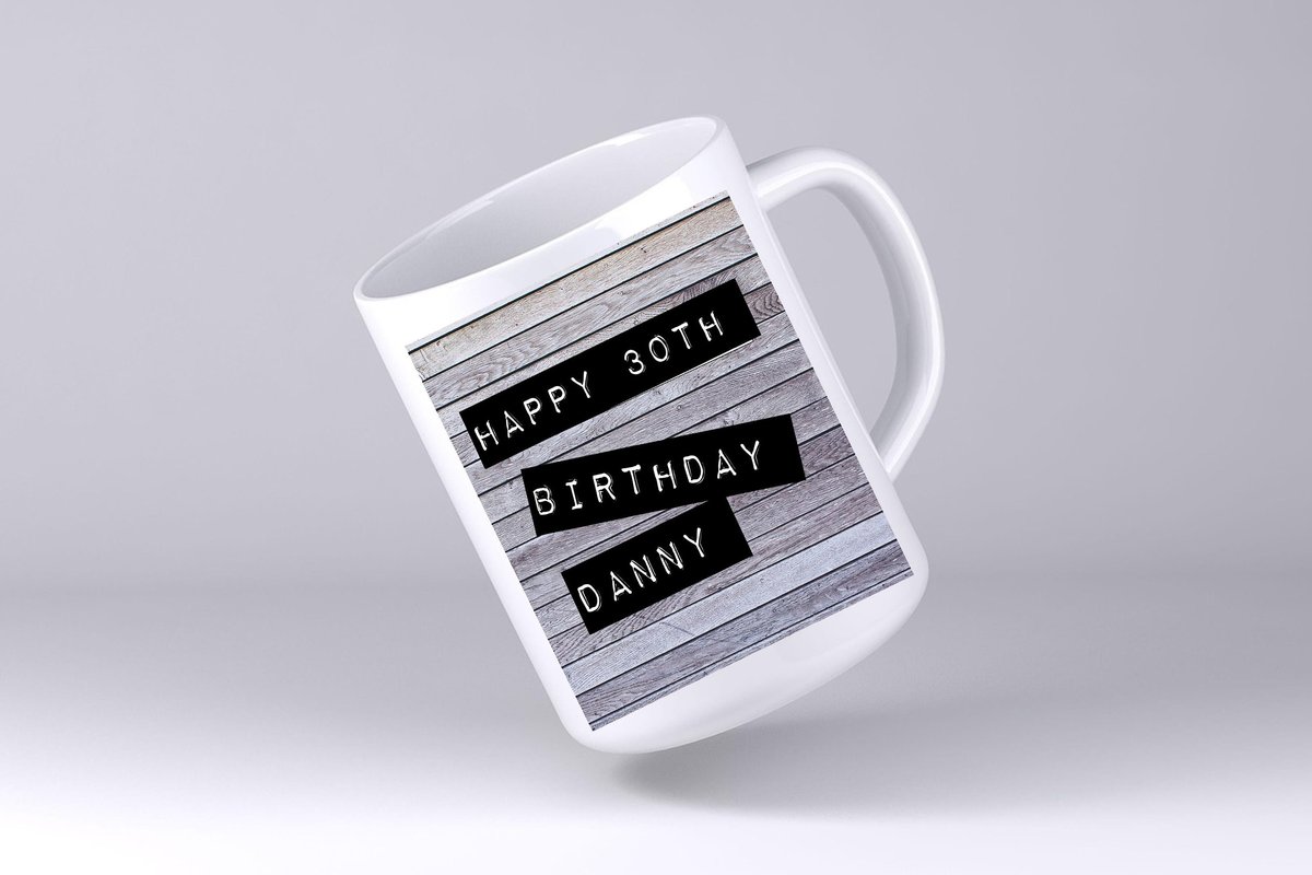 Wooden Rustic Birthday Mug Label Writing Personalised Personalized 16th 18th 21st 30th 40th 50th 60th Birthday Present Party Present