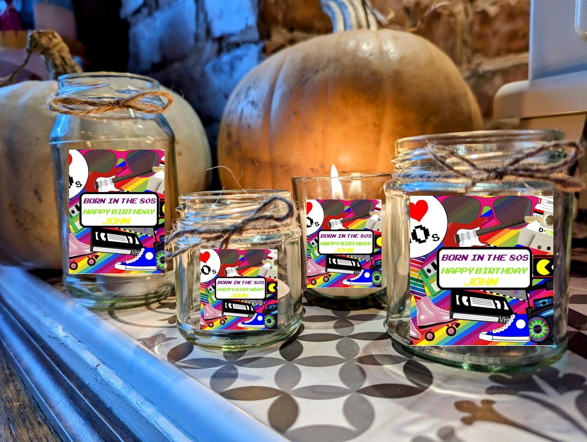 Born in the 80s Candle Quirky Candle Gift Present Favors Favours Custom Personalised Personalized Small, Medium, Large, Wax Fill Retro