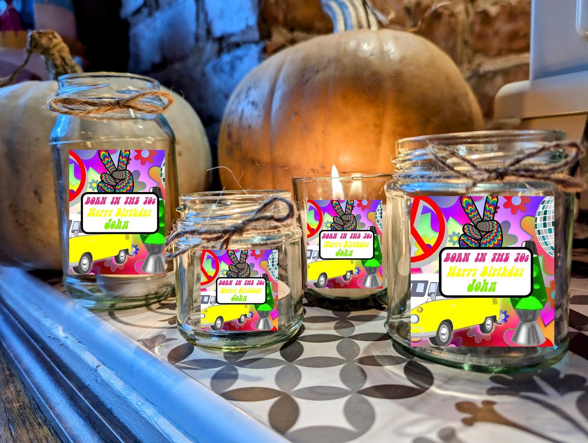 Born in the 70s Candle Quirky Candle Gift Present Favors Favours Custom Personalised Personalized Small, Medium, Large, Wax Fill Groovy