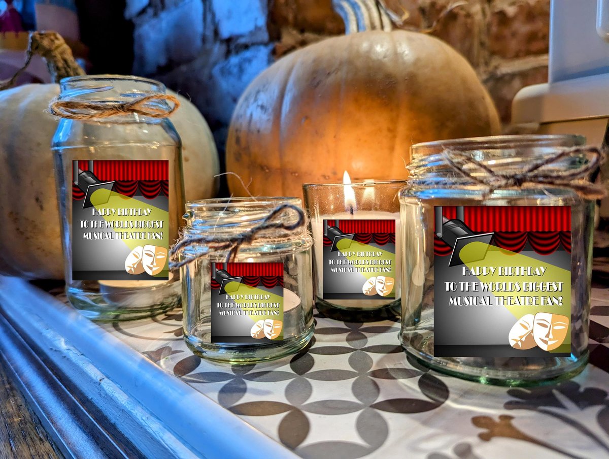 Theatre Stage Candle Gift Present Favors Favours Custom Personalised Personalized Small, Medium, Large, Wax Fill Theatre Lover Musicals