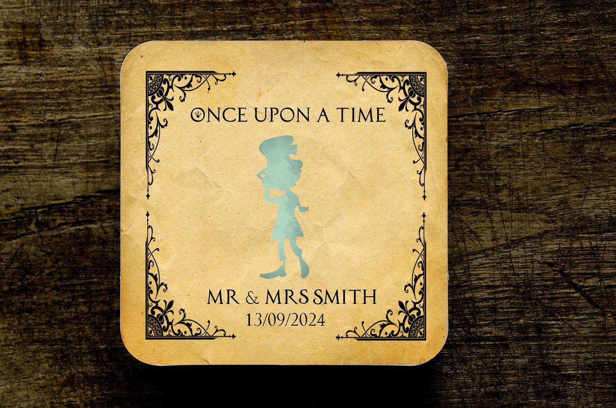 Mad HatterWonderland Fairytale Wedding Coasters Favours Favors Personalized Personalised Engagement Anniversary Birthday Gift Present Color