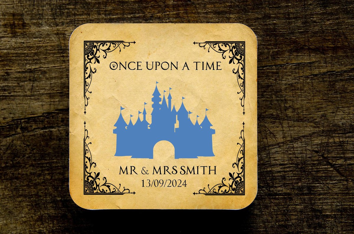 Castle Fairytale Wedding Coasters Favours Favors Personalized Personalised Engagement Anniversary Birthday Gift Present Fairytale Present