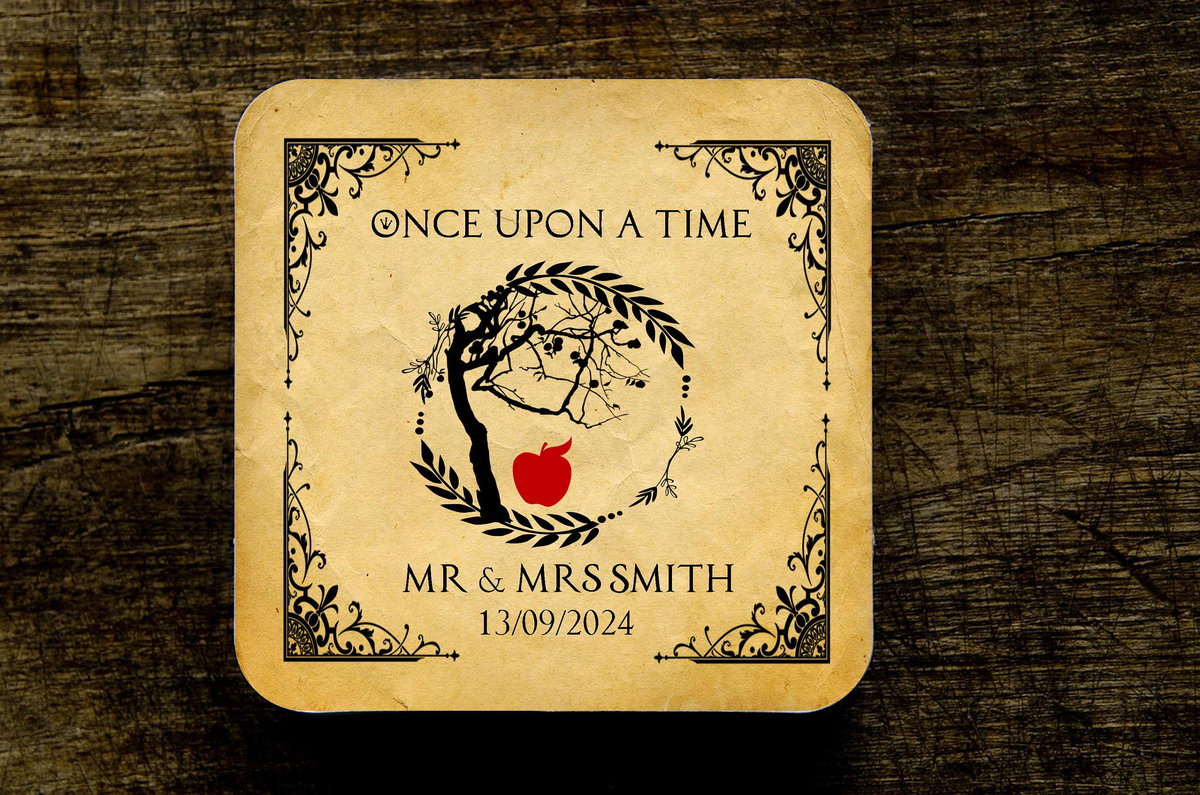 Snow White Apple Fairytale Wedding Coasters Favours Favors Personalized Personalised Engagement Anniversary Birthday Gift Present Present