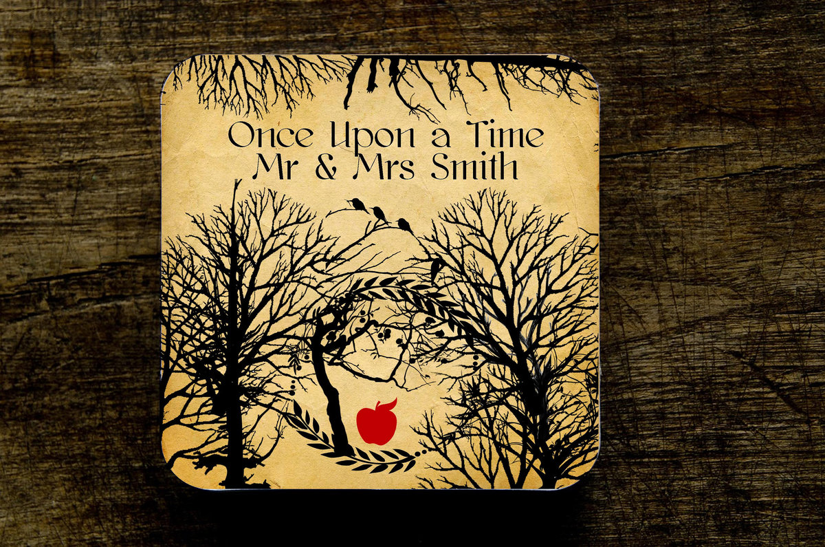 Snow White Woodland Fairytale Wedding Coasters Favours Favors Personalized Personalised Engagement Anniversary Birthday Gift Present Present