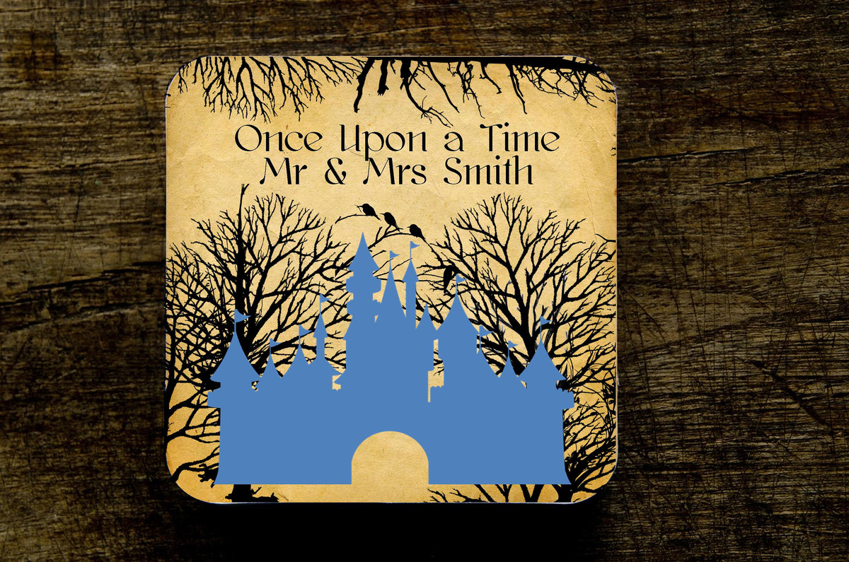 Castle Woodland Wedding Coasters Favours Favors Personalized Personalised Engagement Anniversary Birthday Gift Present Fairytale