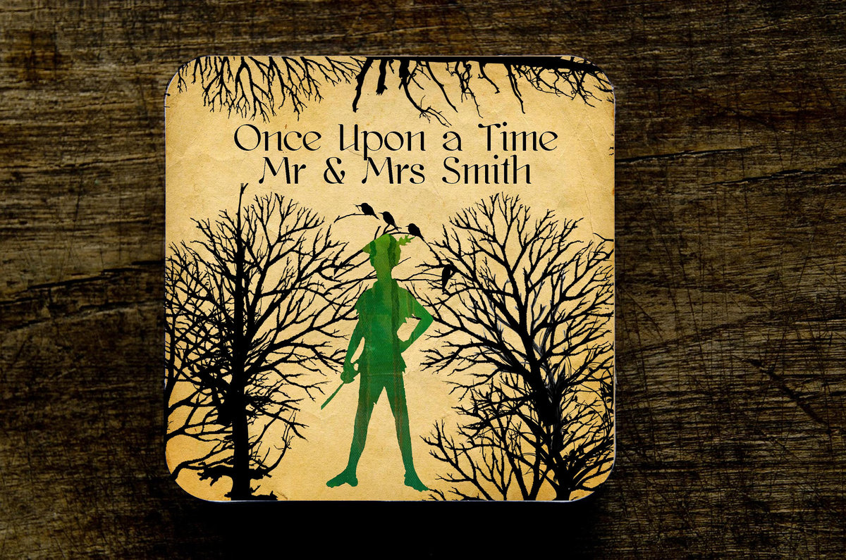 Peter Pan Neverland Fairytale Wedding Coasters Favours Favors Personalized Personalised Engagement Anniversary Birthday Gift Present Color