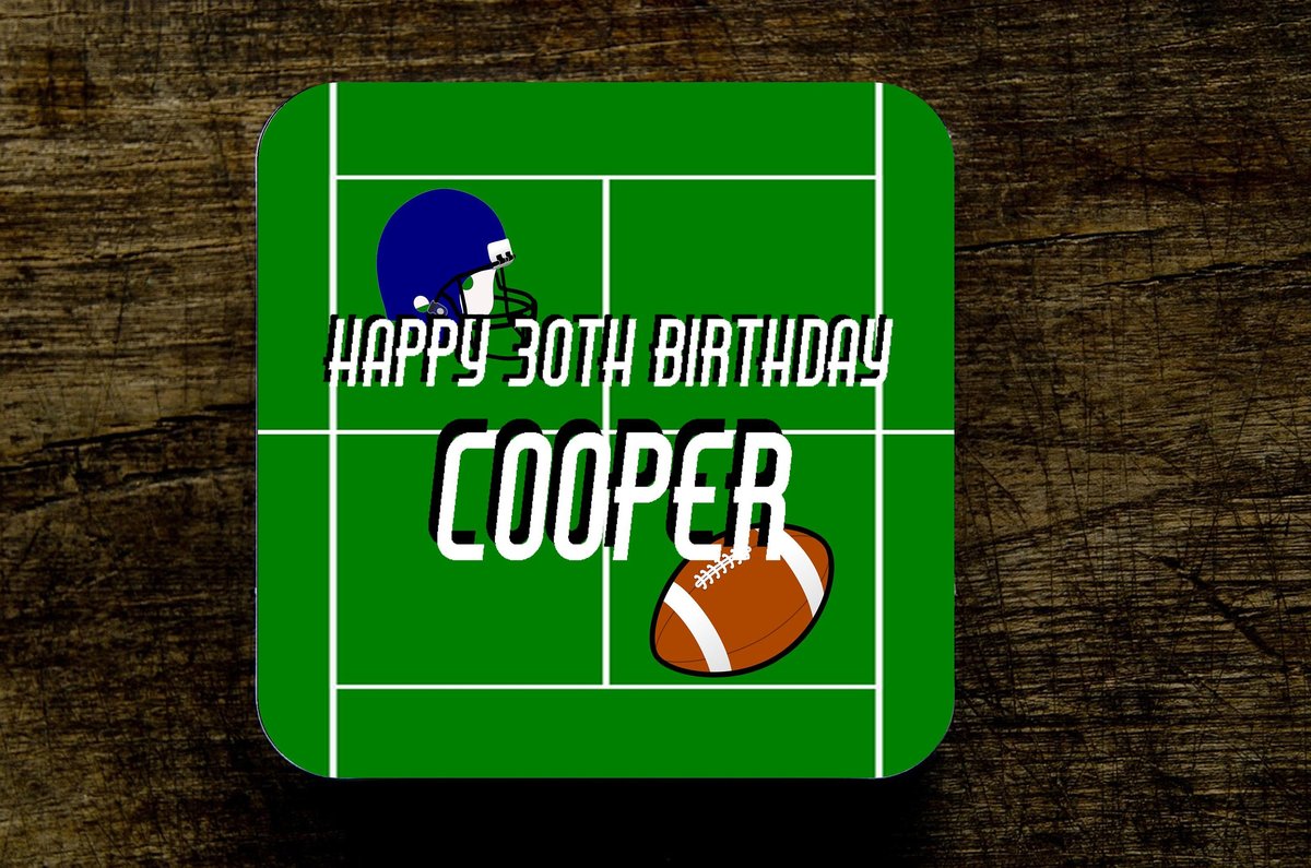American Football Name Birthday Coaster Personalised Personalized!Big Birthday Keepsake Nostalgia, Retro,Beer,Coffee, Tea Custom Fathers Day