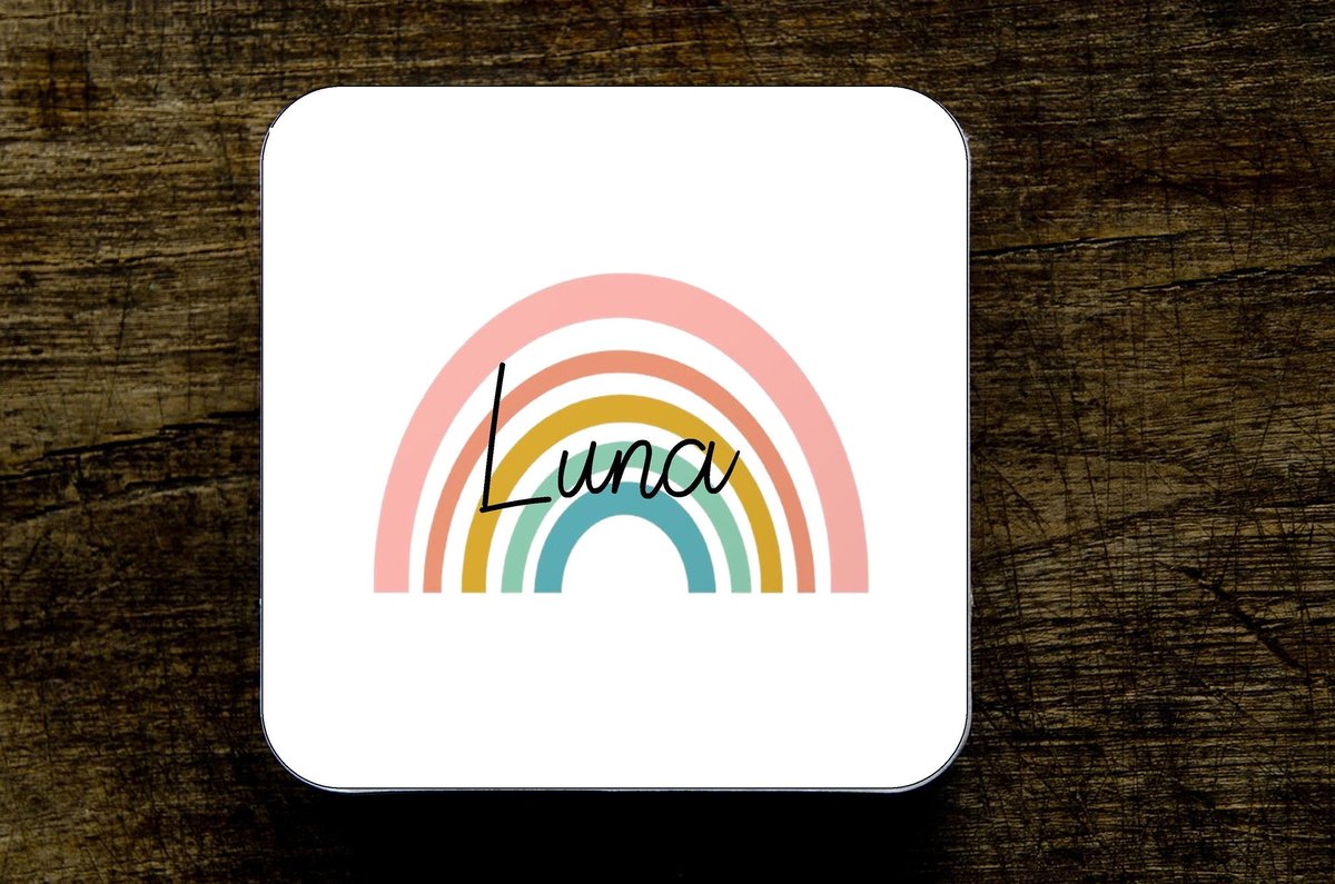 Rainbow Name Birthday Coaster Personalised Personalized!Big Birthday Keepsake Nostalgia, Retro,Beer,Coffee, Tea Custom Mother's Day Gift
