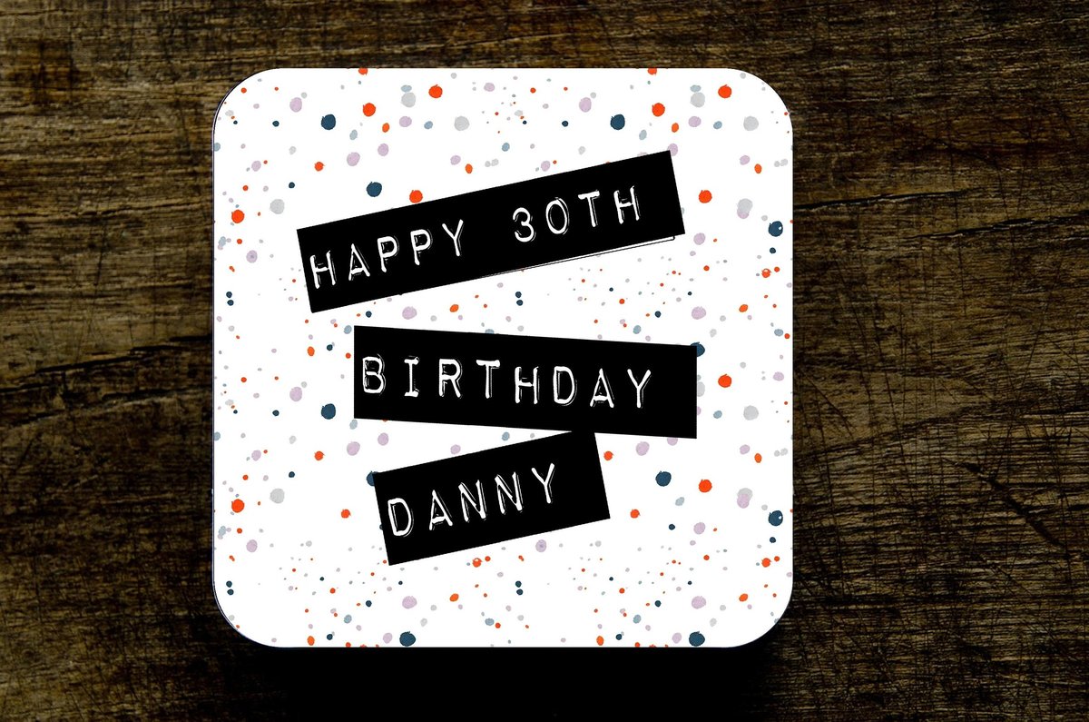 Polka Dot Birthday Coaster Gift Presenet 80s 90s Themed 21st 30th 40th 50th 60th 70th Personalized Personalised Custom Present Gift For