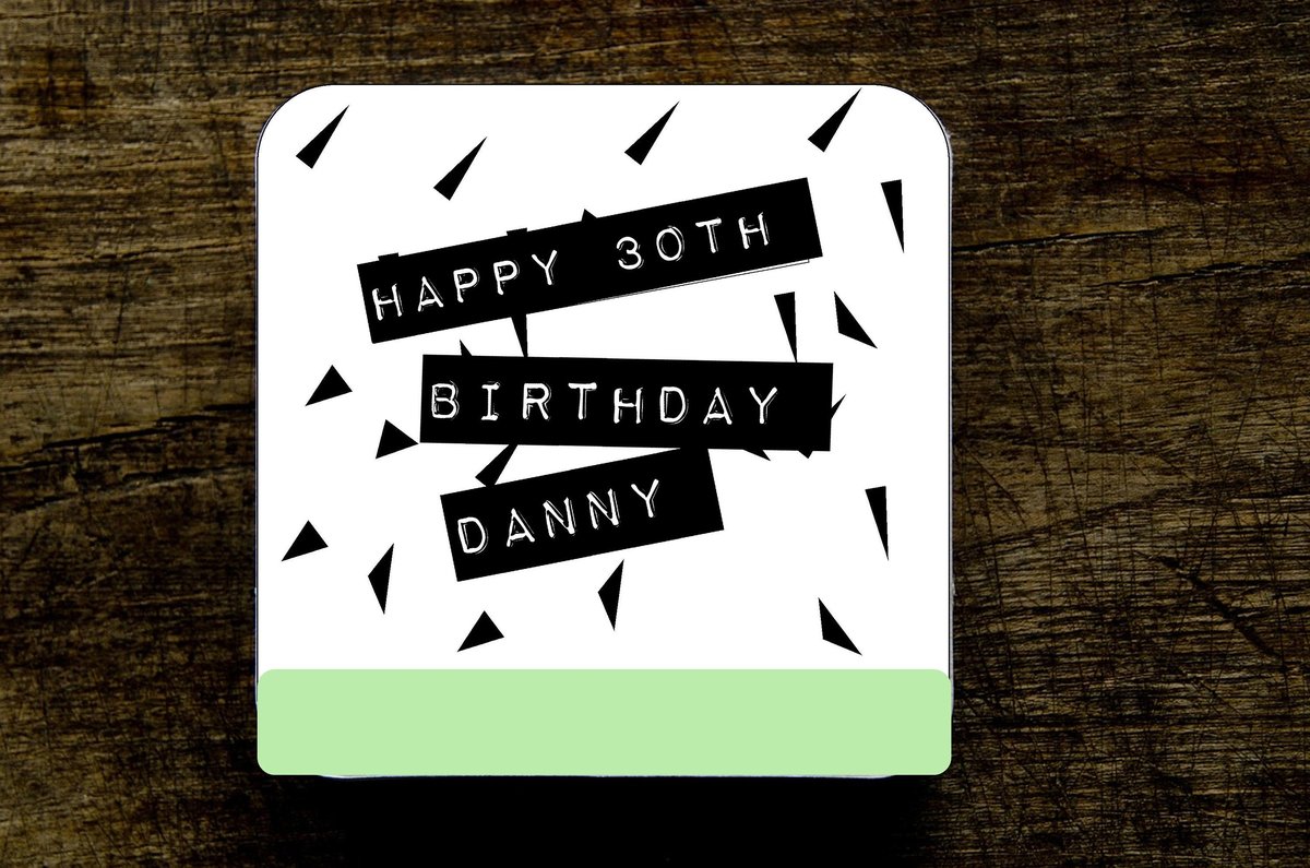 Sage Triangles Birthday Coaster Gift Presenet 80s 90s Themed 21st 30th 40th 50th 60th 70th Personalized Personalised Custom Present Gift For