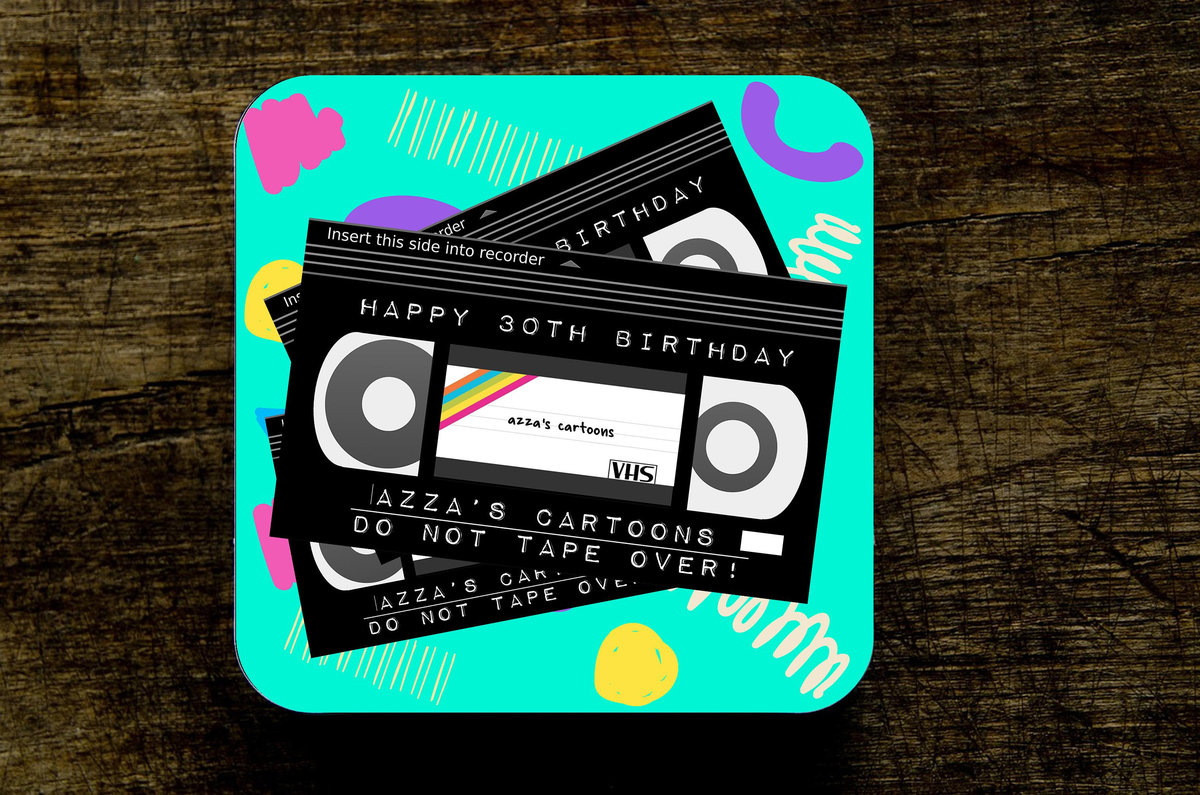Movie VHS Tape Coaster Personalised Personalized Custom Movie Prop Gift Present Film Fan Coffee Tea Beer Gin Movie Themed Party
