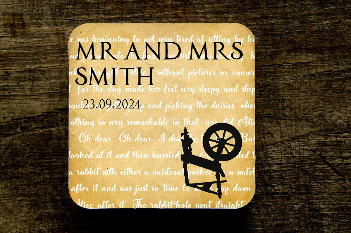 Sleeping Beauty Storybook Fairytale Wedding Coasters Favours Favors Personalized Personalised Engagement Anniversary Birthday Gift Present
