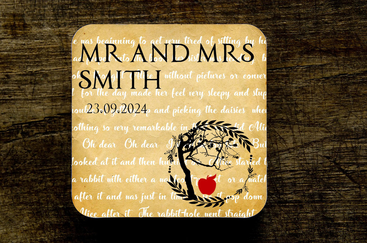 Snow White Storybook Fairytale Wedding Coasters Favours Favors Personalized Personalised Engagement Anniversary Birthday Gift Present