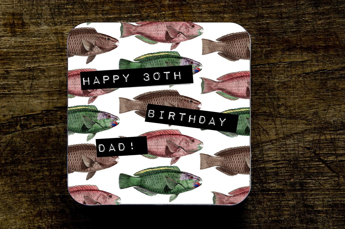 Fish Fisherman Fishing Name Birthday Coaster Personalised Personalized!Big Birthday Keepsake Nostalgia,Beer,Coffee, Tea Custom Fathers Day