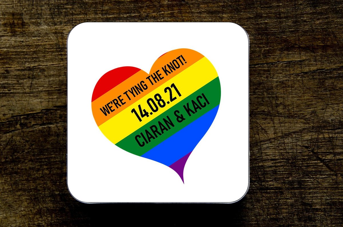 Rainbow Heart Birthday Coaster Personalised Personalized!Big Birthday Keepsake Nostalgia, Retro,Beer,Coffee, Tea Custom Mother's Day Gift