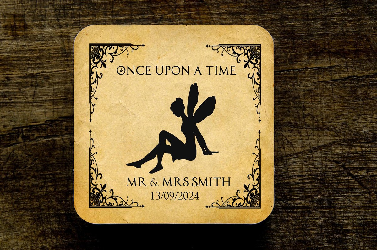Tinkerbell Neverland Fairytale Wedding Coasters Favours Favors Personalized Personalised Engagement Anniversary Birthday Gift Present Color