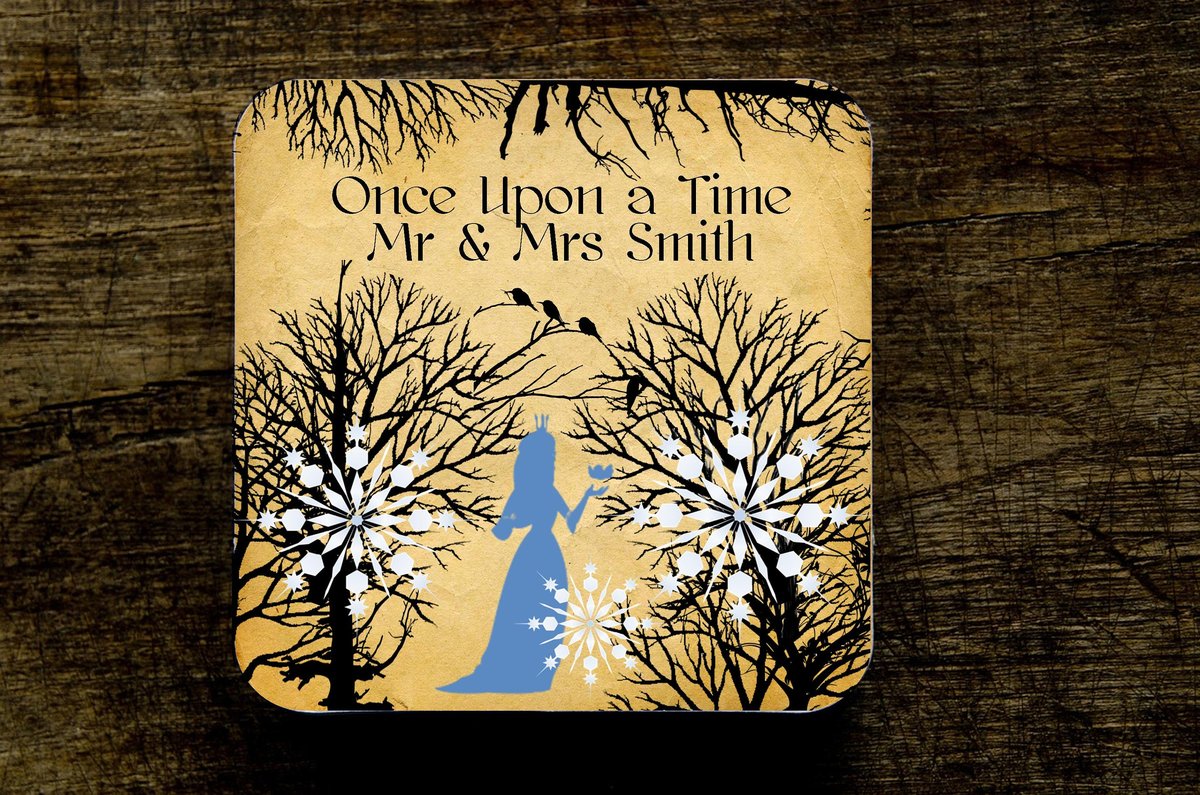 Ice Queen Woodland Fairytale Wedding Coasters Favours Favors Personalized Personalised Engagement Anniversary Birthday Gift Present Colour