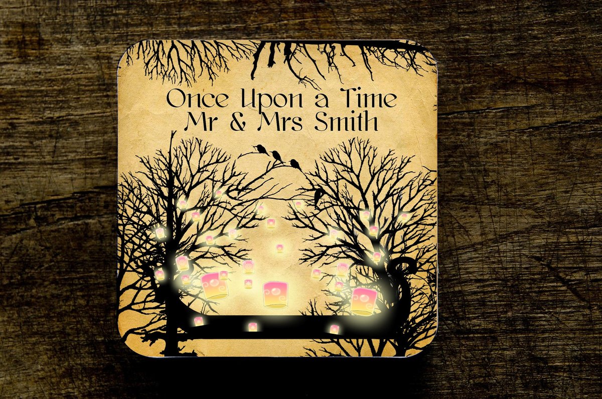 Rapunzel Lanterns Woodland Wedding Coasters Favours Favors Personalized Personalised Engagement Anniversary Birthday Gift Present Colour