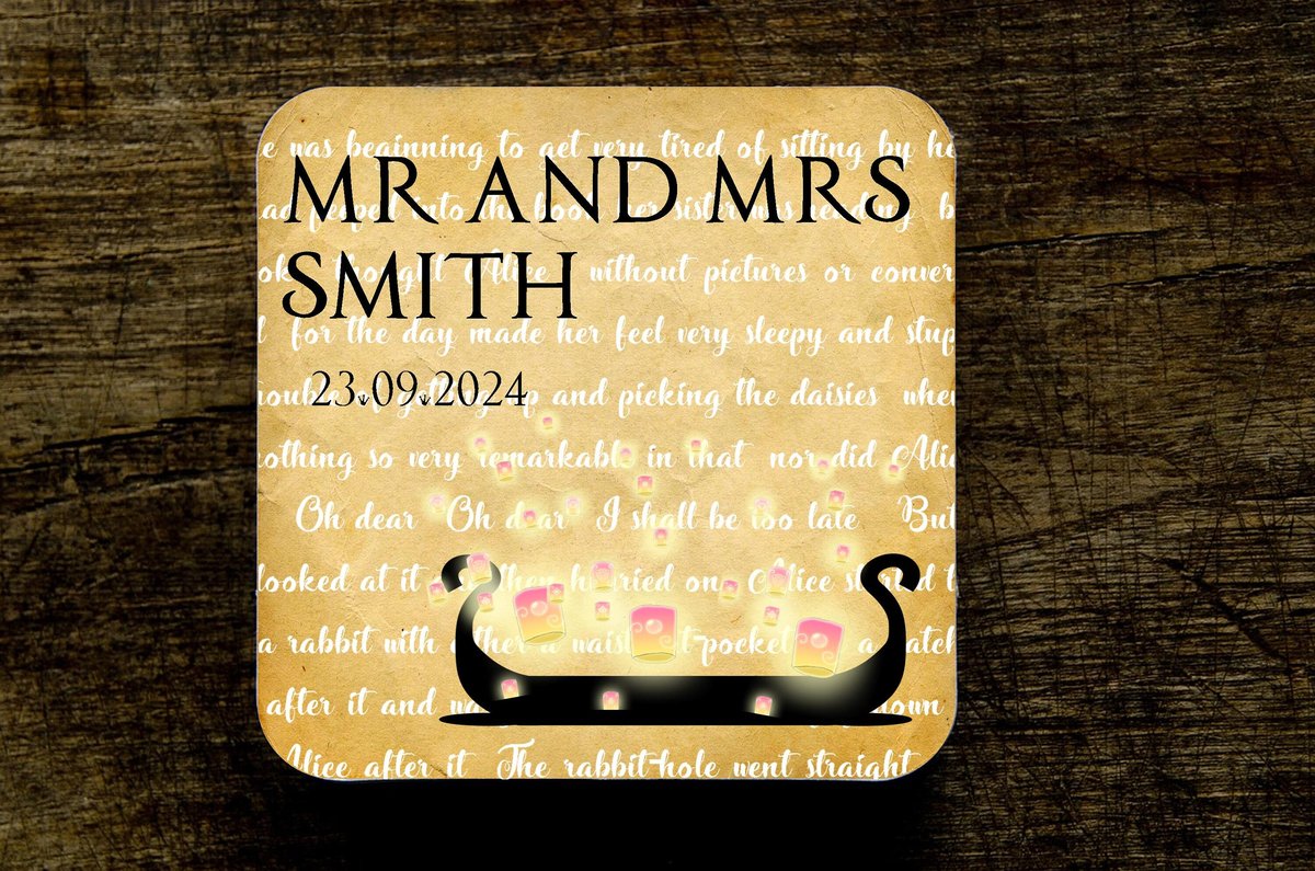 Rapunzel Lanterns Storybook Wedding Coasters Favours Favors Personalized Personalised Engagement Anniversary Birthday Gift Present Colour