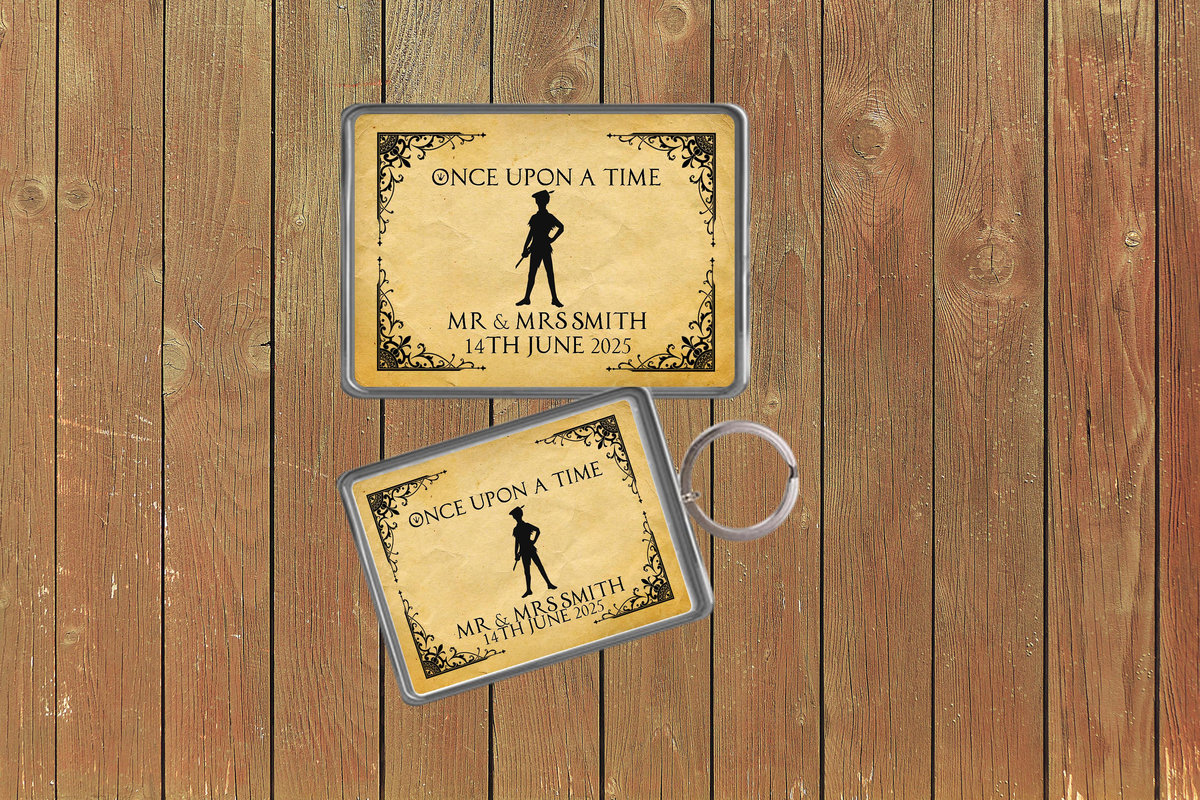 Peter Pan Fairytale Wedding Keychain Keyring Magnets Favours Favors Personalized Personalised Custom Brithday Fairytale Wedding Black