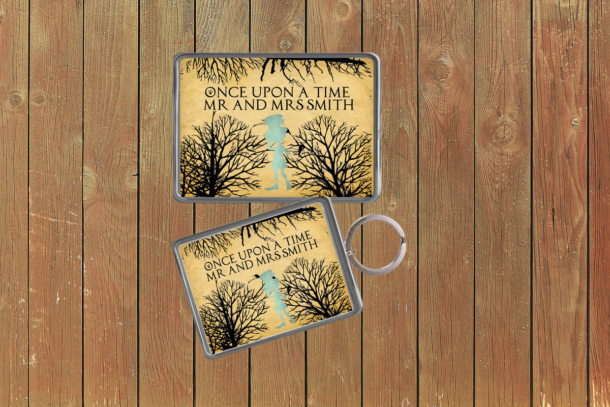 Mad Hatter Fairytale Wedding Keychain Keyring Magnets Favours Favors Personalized Personalised Custom Brithday Fairytale Wedding Woodland