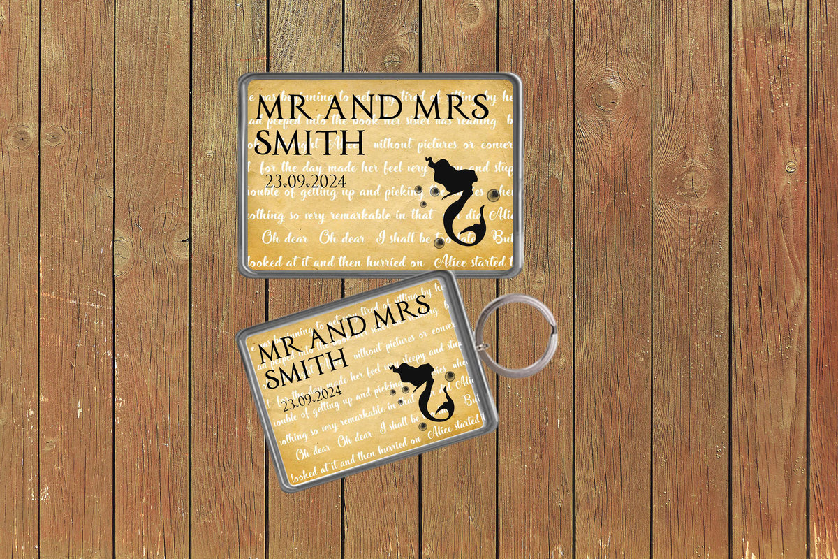 Little Mermaid Fairytale Wedding Keychain Keyring Magnets Favours Favors Personalized Personalised Custom Brithday Fairytale Storybook