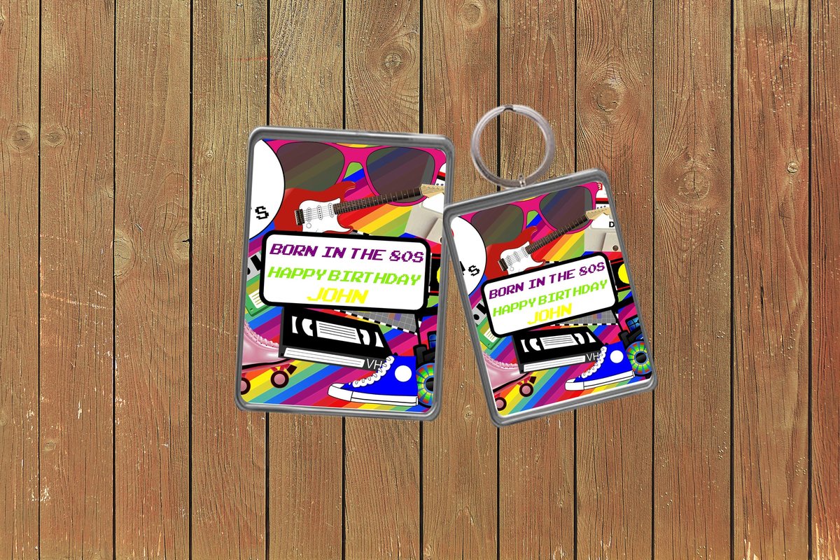 Born in the 80s Keychain Keyring Magnets Favours Favors Personalized Personalised Custom Brithday Birthday 30th Brithday Gift Present Retro
