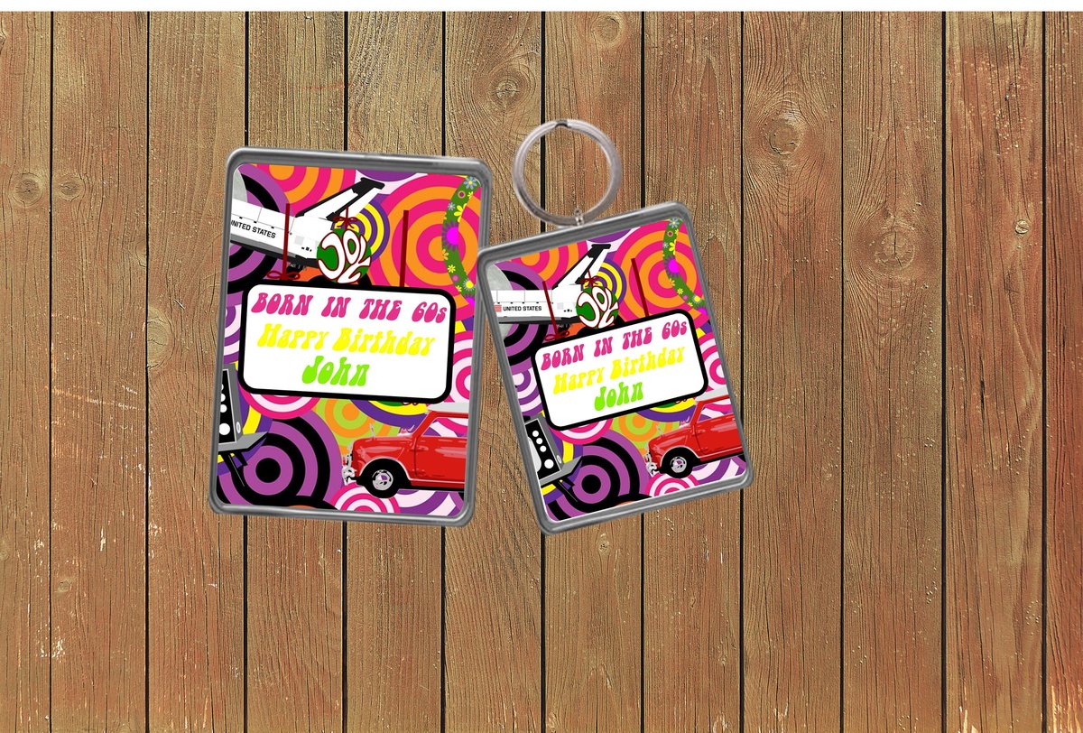 Born in the 60s Keychain Keyring Magnets Favours Favors Personalized Personalised Custom Brithday Special Brithday Gift Present Retro