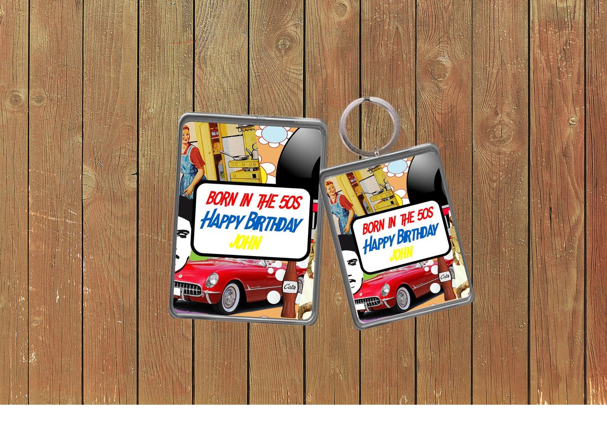 Born in the 50s Keychain Keyring Magnets Favours Favors Personalized Personalised Custom Brithday Special Brithday Gift Present Rock Roll