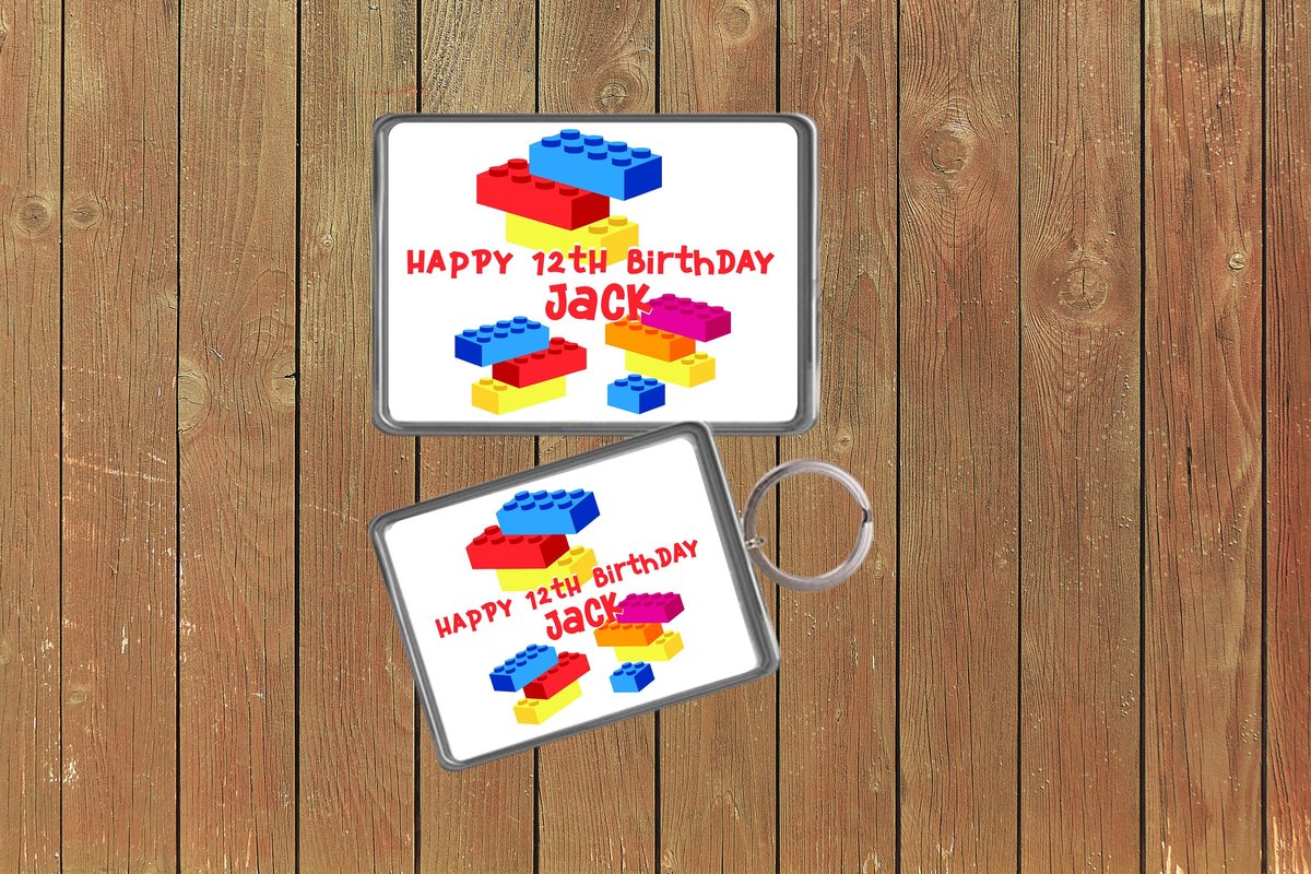 Building Blocks Birthday Keychain Keyring Magnets Favours Favors Personalized Personalised Custom Birthday Party Bag Gifts Blocks Party Cake