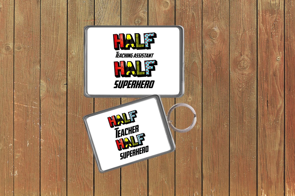 Half Teacher Half Superhero Keychain Keyring Magnets Favours Favors Personalized Personalised Teacher Gift Teaching Assistanrt Nursery Staff